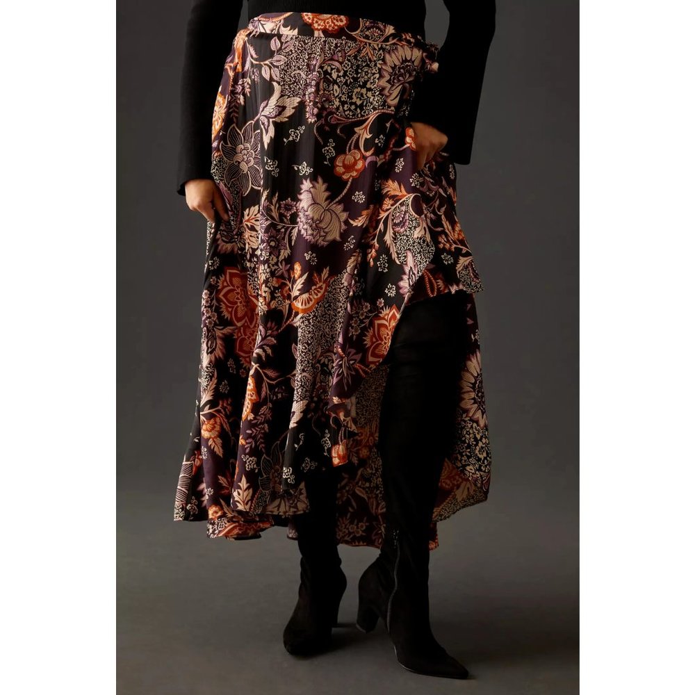 Anthropologie Maeve 1X NWT Ruffled Wrap Maxi Skirt Floral Ruffle Plus Size New - Picture 5 of 9